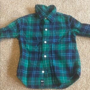 Janie and Jack Green and Blue Plaid Button Down Shirt